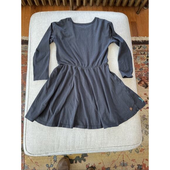 Tea Collection Nordic Floral Long Sleeve Gray Cotton Skater Dress Girls 6 Small - Picture 5 of 9